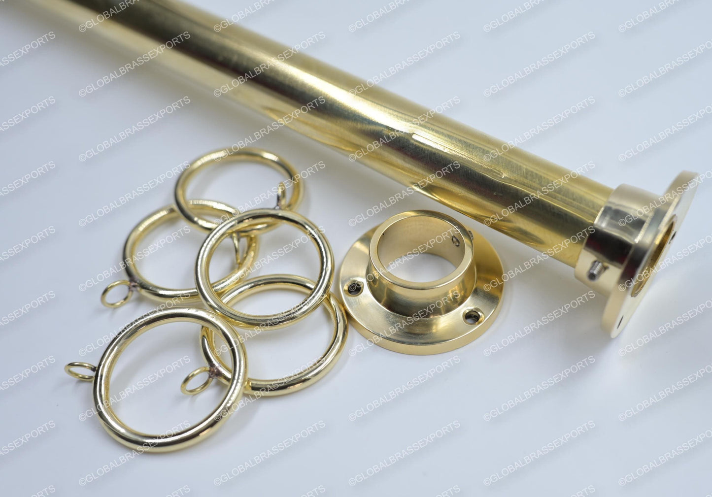 Unlacquered Brass Shower Rod: Wall Mount Bathroom
