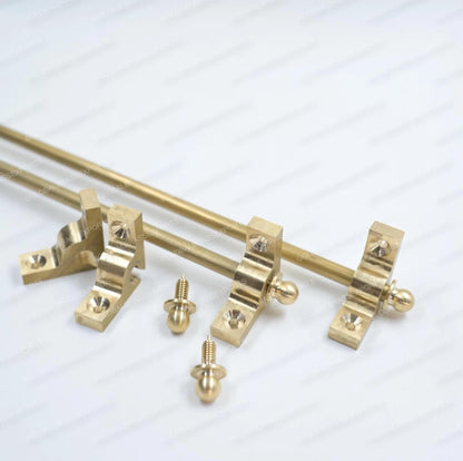 Brass Stair Rods Unlacquered Raw Finish, Carpet Runner Hardware Set