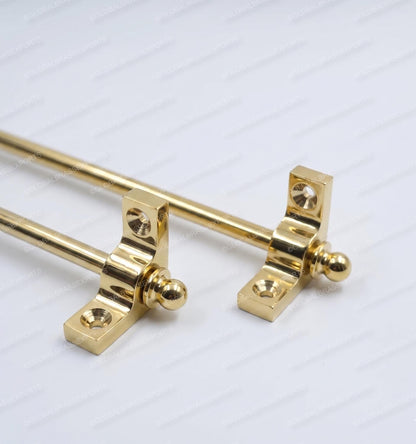 Brass Stair Rods Unlacquered POLISHED Finish, Carpet Runner Hardware Set