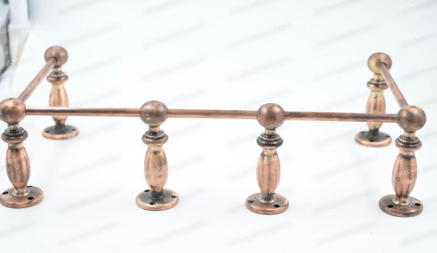 Brass Gallery Rail - Tipping Rail for Shelves - Copper Brushed Antique Finish.