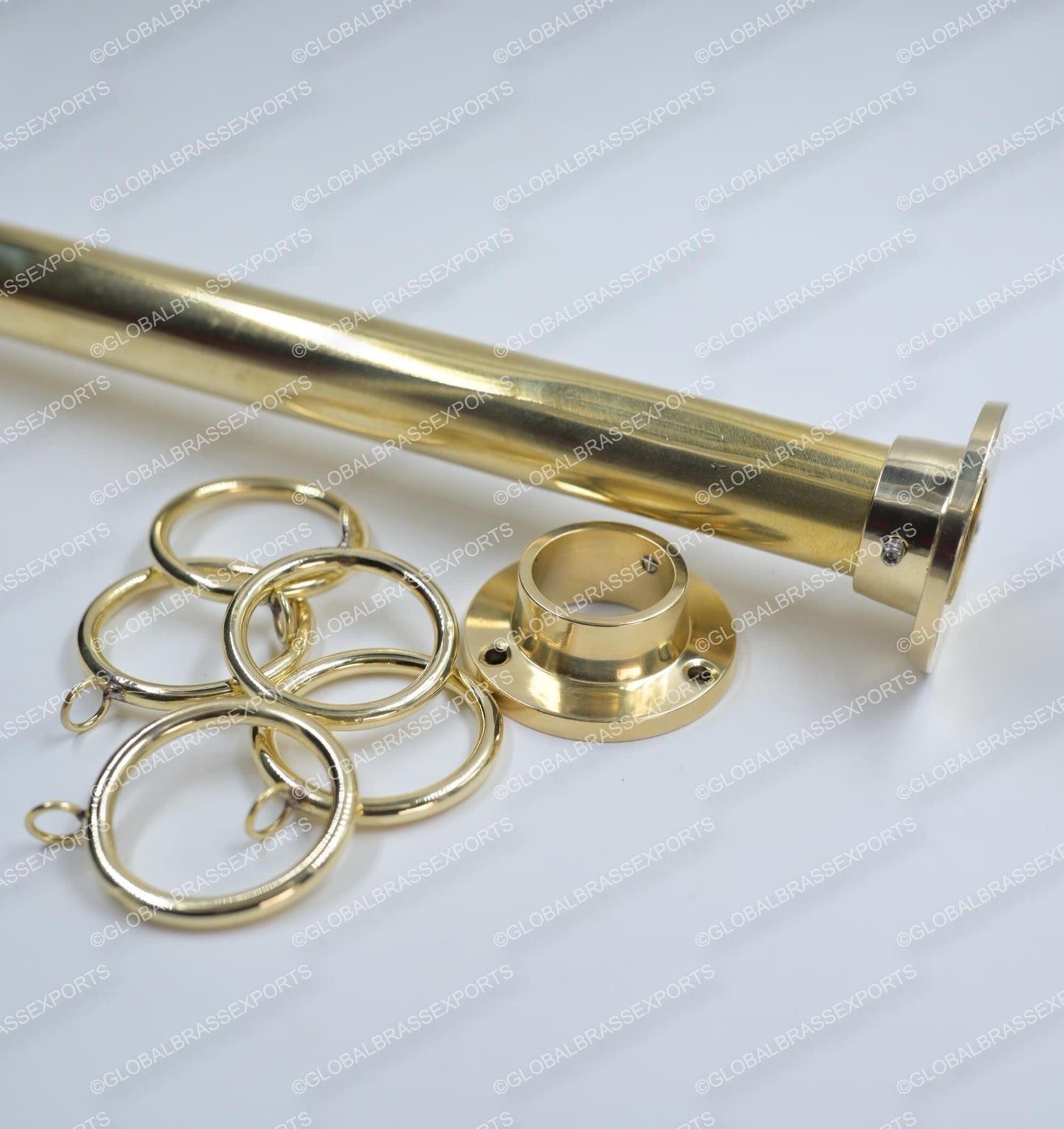 Unlacquered Brass Shower Rod: Wall Mount Bathroom