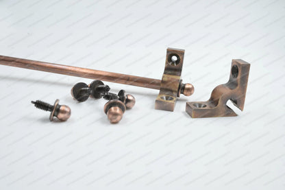 Brass Stair Rods Copper Antique Finish, Carpet Runner Hardware Set, Custom Length Solid Brass, , Includes Rod End Brackets, Made to Measure