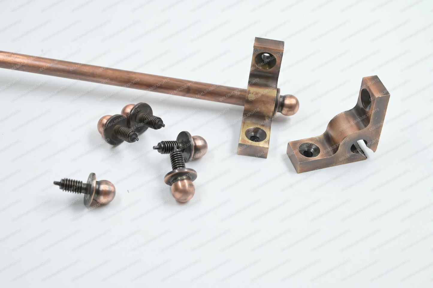 Brass Stair Rods Copper Antique Finish, Carpet Runner Hardware Set, Custom Length Solid Brass, , Includes Rod End Brackets, Made to Measure
