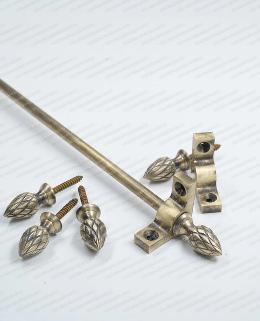 Brass Antique Finish Stair Rods Set | Decorative Carpet Runner Hardware | Custom Size Brass Fixture | Vintage Brass Stair Rail Accessories
