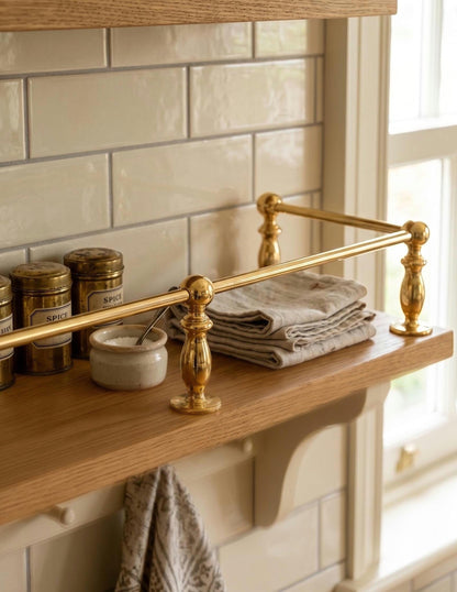 Unlacquered/ Lacqured Brass Gallery Rail - Tipping Rail for Shelves - Brass Polished Finish.